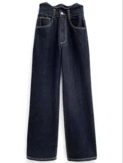 GRL ウエストウェーブデザインデニムパンツ[gn290] ネイビー M