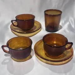 【未使用シール付き】 フランス製　カップ＆ソーサー アルコロック　シエラ　琥珀色