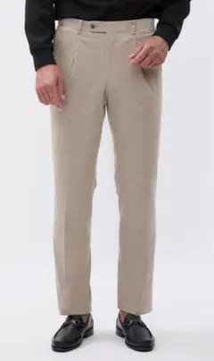 新品 コーデュロイ スラックス 1プリーツ 裾ダブル 秋冬 ベージュ w85