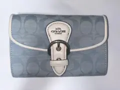 coach 2つ折り財布 シグネチャー 水色
