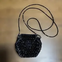 HVISK ヴィスク　ブラックビーズポシェットネックレス