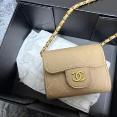 香奈兒米色斜挎包 鏈條錢包 錢夾