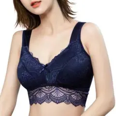 569お買い得 ナイトブラ ブラジャー ノンワイヤー Lサイズ1点セット 紺色