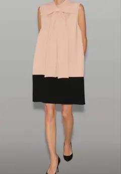 YOKO CHAN ノースリーブ バイカラー リボン トップス