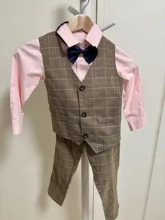 キッズ フォーマル セット 120 男の子 スーツ ベスト 蝶ネクタイ