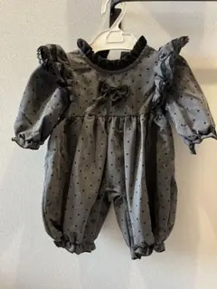 美品　SHEIN シーイン 水玉模様ロンパース（グレー・フリル付き）1-3M