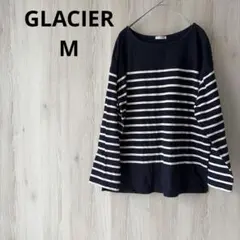 GLACIER ボーダー 長袖カットソー ネイビー M ゆったり