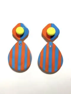 No.10 カラフルストライプ　ハンドメイド イヤリング ピアス