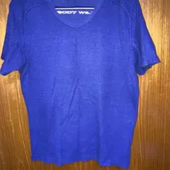 BODY WILD ワッフル素材 VネックTシャツ ブルー