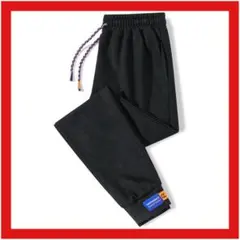 ストレッチパンツ (3XL) 黒 ジョガーパンツ ウエストゴム ゆったり お洒落