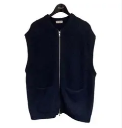 【美品】BEAUTY＆YOUTH　ブークレ ジップニットベスト ネイビー XL