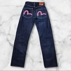 【濃紺】EVISU　デニムジーンズ　ピンクカモメ　2001　NO2　赤耳　日本製