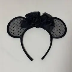 ディズニー ミニーカチューシャ 黒ドット柄
