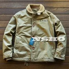 US.NAVY★裏ボア★ミリタリー★N-1★デッキジャケット★3XL★カーキ