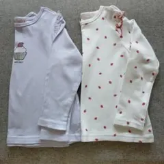 プティマイン❤ハート柄カットソー&カップケーキ柄パープルカットソー　120