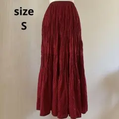 ユニクロINESDELAFRESSANGEドット柄ロングフレアスカートレッド S
