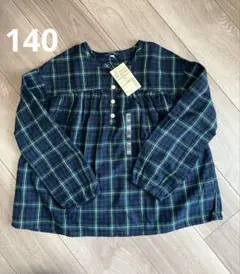 無印良品　スモックブラウス　オーガニックコットンフランネル　140
