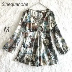 シネカノン 【M】 フローラル チュニック Vネック 総柄 シルク 高級 上品のサムネイル