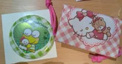 サンリオ　プチ巾着　缶ミラー　けろけろけろっぴ　ハローキティ