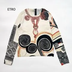 ETRO エトロ シルク混 ニット セーター 薄手 ビーズ装飾 総柄 42 Mのサムネイル