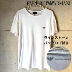 【美品✨XL】エンポリオアルマーニ ラインストーン Vネック Tシャツ 白
