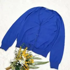 【ジーユー】GU レディース Vネックカーディガン 長袖 ブルー M ●