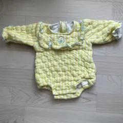 レトロ　イエローストライプロンパース 80cm