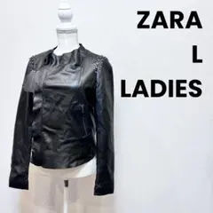 【定価3.5万 新品未使用タグ付】ZARA ザラ 本革 ラムレザージャケット 黒