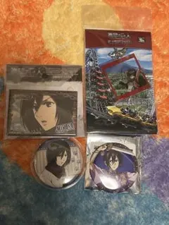 進撃の巨人　ミカサ 缶バッジ アクリル4点セット