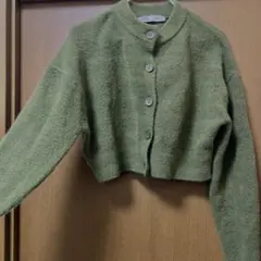 ZARA ソフトニット リブ カーディガン カーキ S