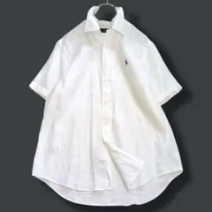 美品✨️ ラルフローレン 半袖シャツ リネン100 ポニーロゴ 大きめ 洗える