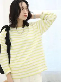 サマンサモスモスブルー　SM2Blue ボーダー　カットソー　イエロー