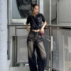 フーズフー♡ブラックタイダイジッパーTシャツのサムネイル