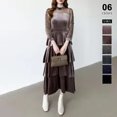 レイヤードデザイン パーティードレス S