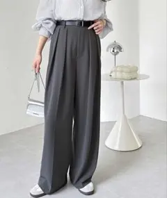 GeeRA インタックスラックスハイウエストワイドパンツ グレー