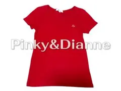 Pinky&Dianne ロゴ刺繍 半袖Tシャツ 38 M 赤 レッド コットンのサムネイル