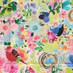 アメリカ 鳥 花 蝶 88×54 USAコットン プリント生地 はぎれ カラフル