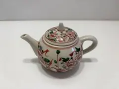 美品　花柄陶器製　醤油差し　ミニティーポット　インテリア　置物　和食器