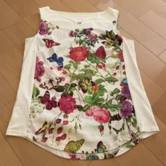 NARA CAMICIE 花と蝶プリント ノースリーブ II