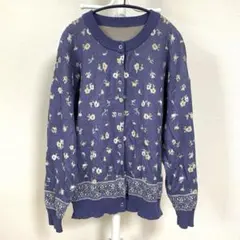 ☆2846 Samansa Mos2 花柄ドットボタンカーディガン
