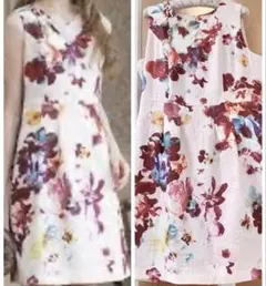 美品 近年 ローズティアラ ワンピース マキシ丈 花柄 3XL 洗える
