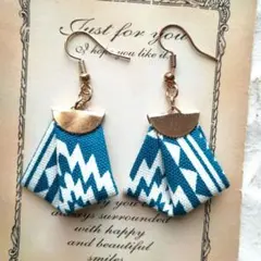 再販41　オルテガ　タッセル　リボン　ネイティブ　ターコイズ　ピアス　イヤリング