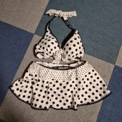 水玉模様 セパレート水着 フレアスカート、パンツ付き