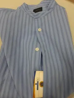青ストライプ 長袖ドレスシャツ