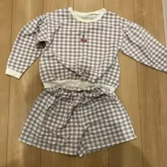120パープルチェック柄 セットアップ さくらんぼ
