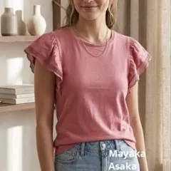 GAP フリル袖トップス ピンク M 半袖 カットソー レディース 美品