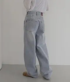 ※値下げ中‼️【hellam】アシメカーブデニムパンツ ライトブルーデニム