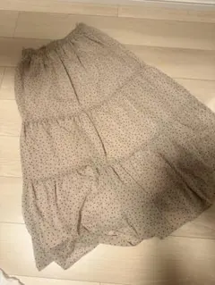 earth music & ecologyベージュピンクドット柄 フレアスカート