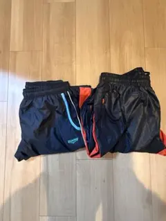 トレーニングジャージズボン黒/赤 ２枚セット