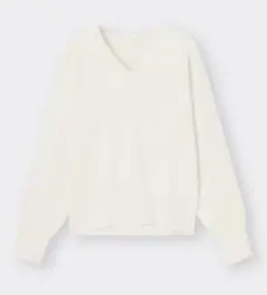 gu スムースVネックセーター　ホワイト